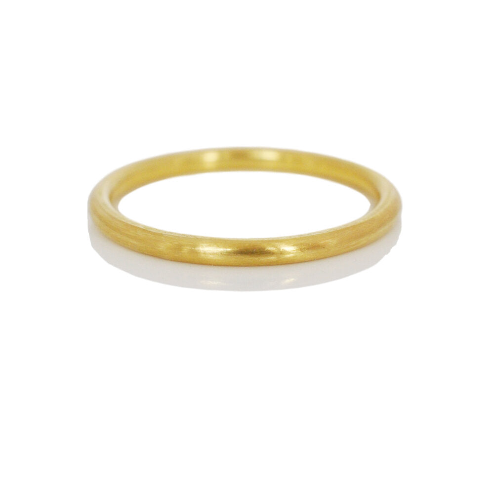 Satin finished yellow gold wedding band. Handmade by EC Design Studio in Minneapolis, MN.