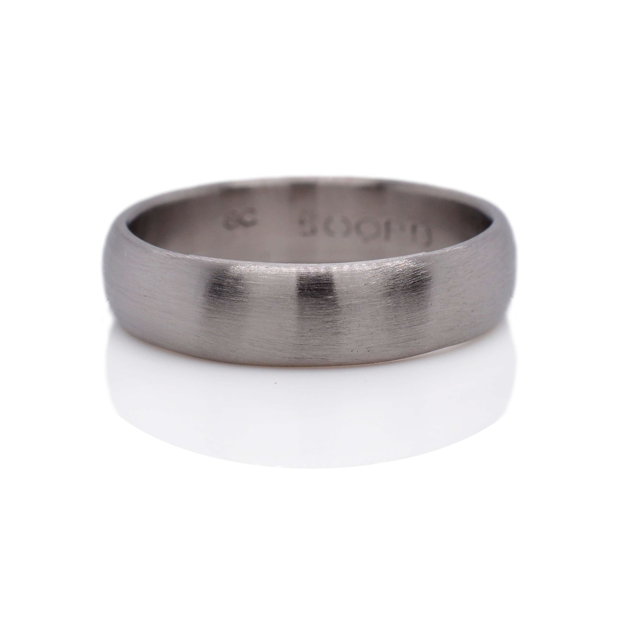 Low dome band in 500 palladium. Handmade with recycled metals. EC Design Jewelry, Minneapolis, MN.