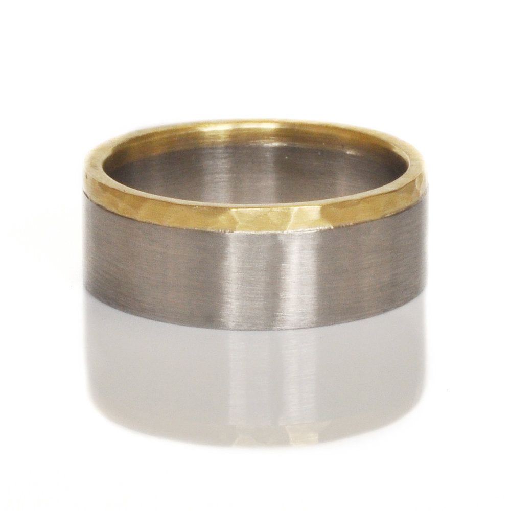 Yellow gold and palladium wedding band. Handmade by EC Design Jewelry in Minneapolis, MN using recycled metal.