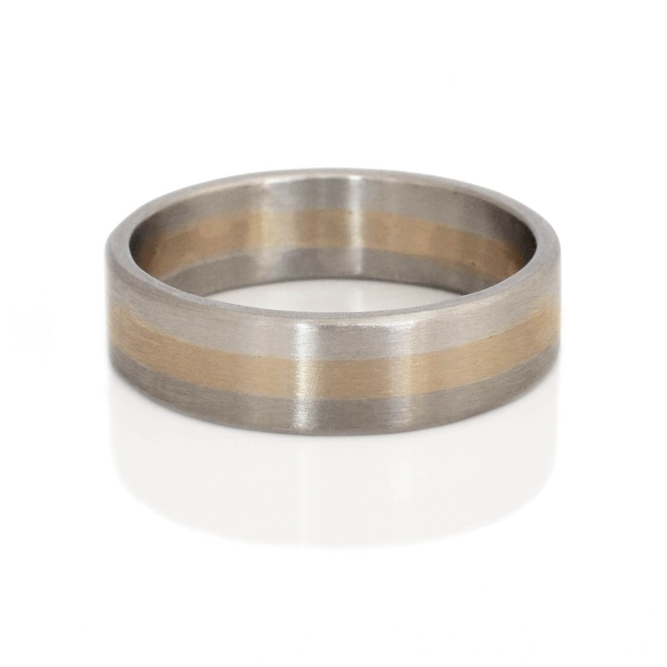 Mixed metal wedding band made with recycled gold and palladium. 