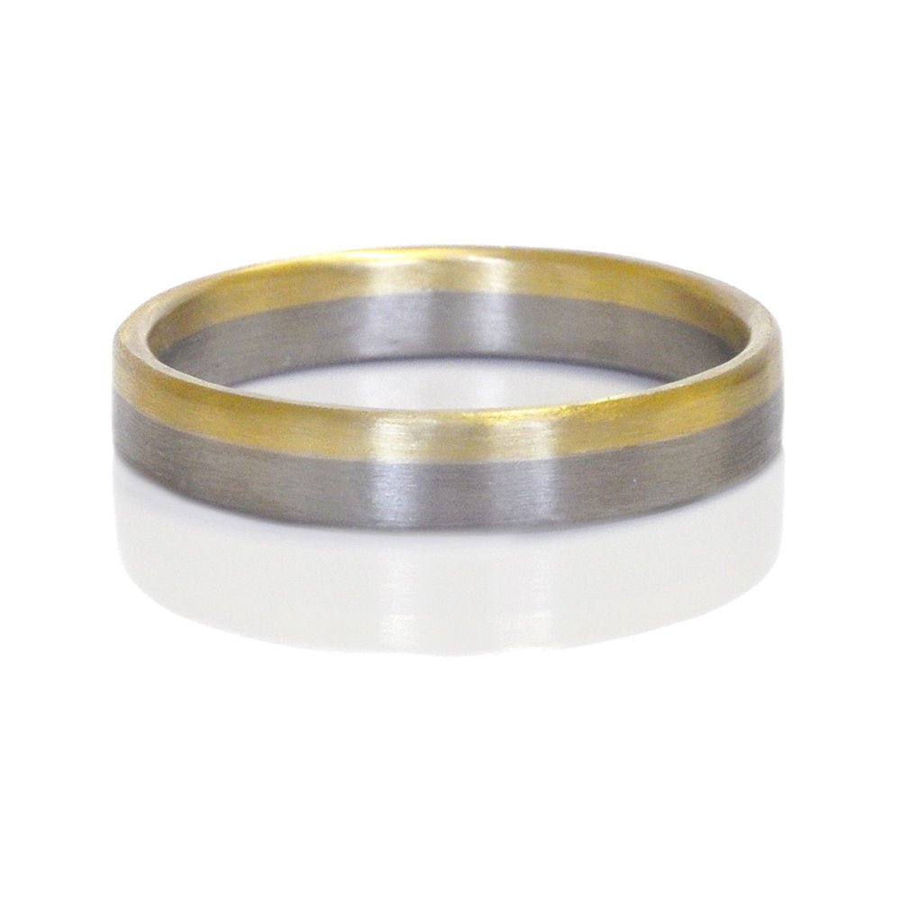 Palladium and yellow gold wedding band. Handmade with recycled metal, made by EC Design Jewelry.