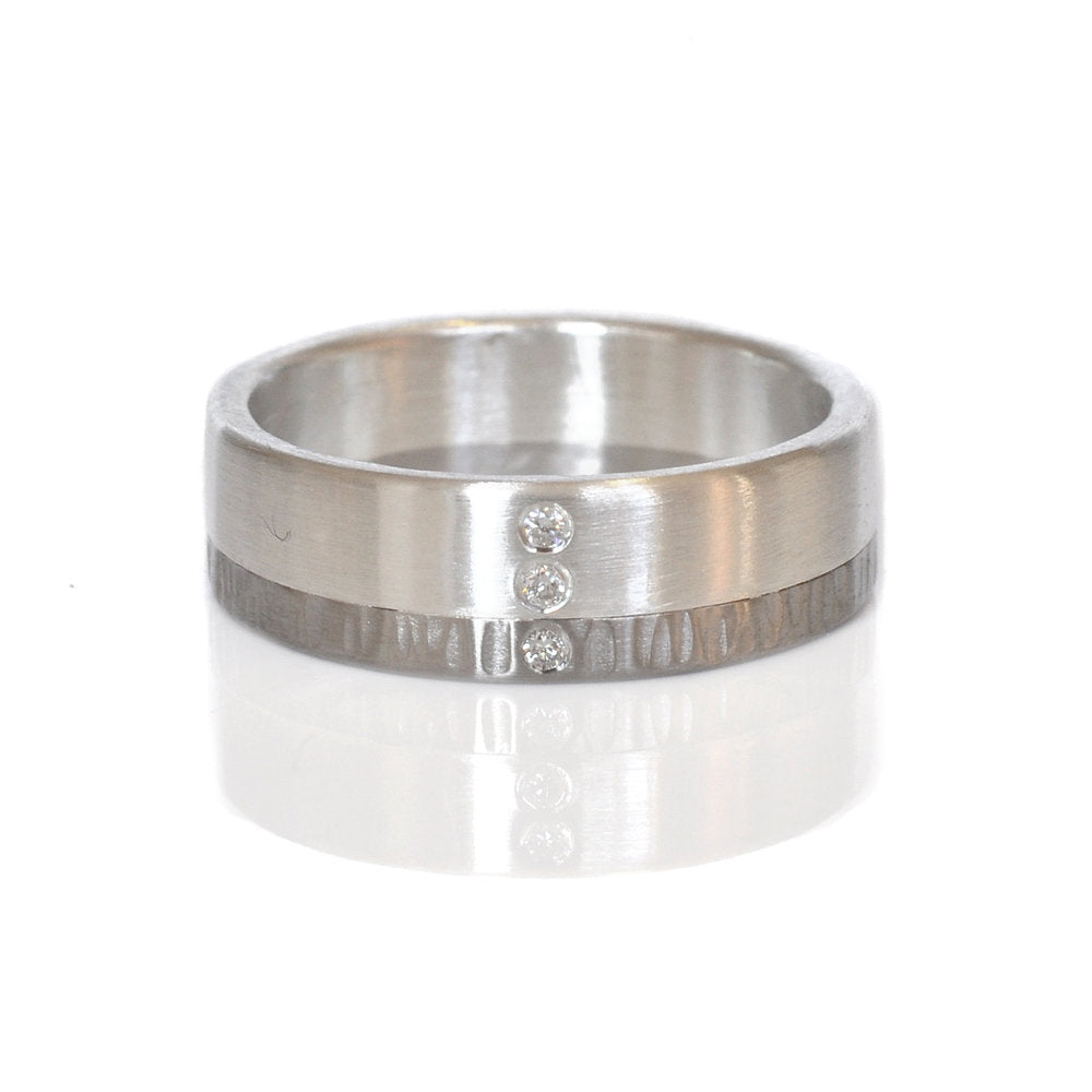 Mixed metal and diamond wedding band handmade by EC Design Jewelry in Minneapolis, MN.