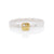 Hammered yellow gold and sterling silver cell ring with white diamond accent. Handmade by EC Design Jewelry in Minneapolis, MN.