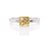 Hammered yellow gold and sterling silver cell ring with white diamond accent. Handmade by EC Design Jewelry in Minneapolis, MN.