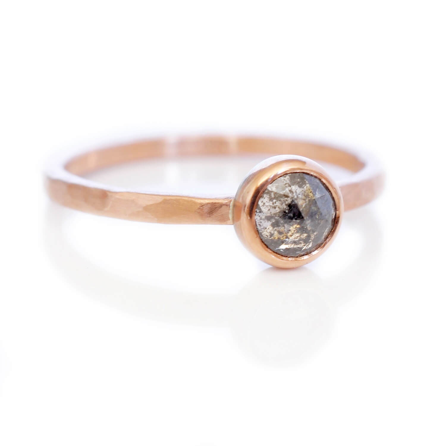 Salt and pepper diamond bezel ring Clearance