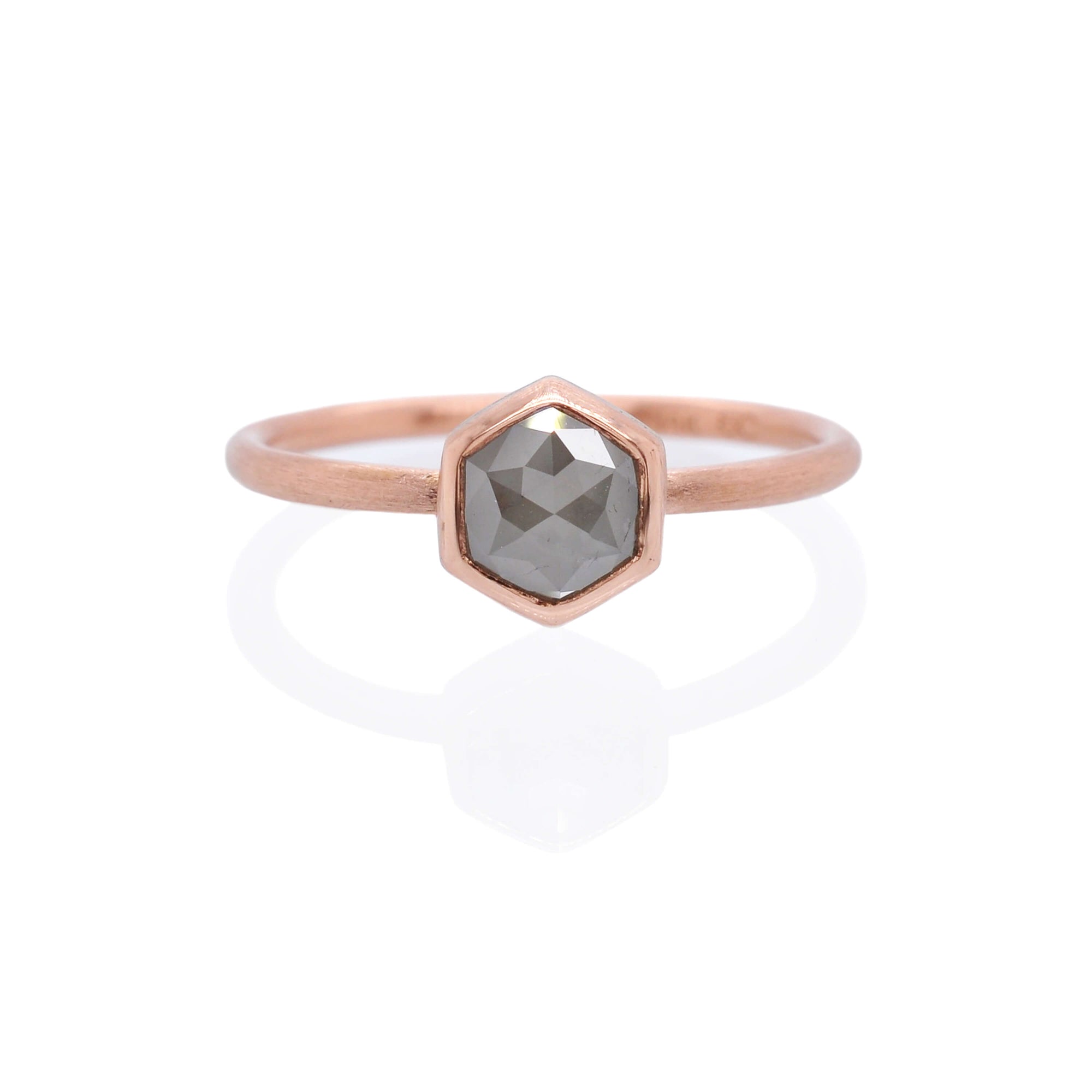 Hexagon Rose Cut Diamond Ring in Rose Gold