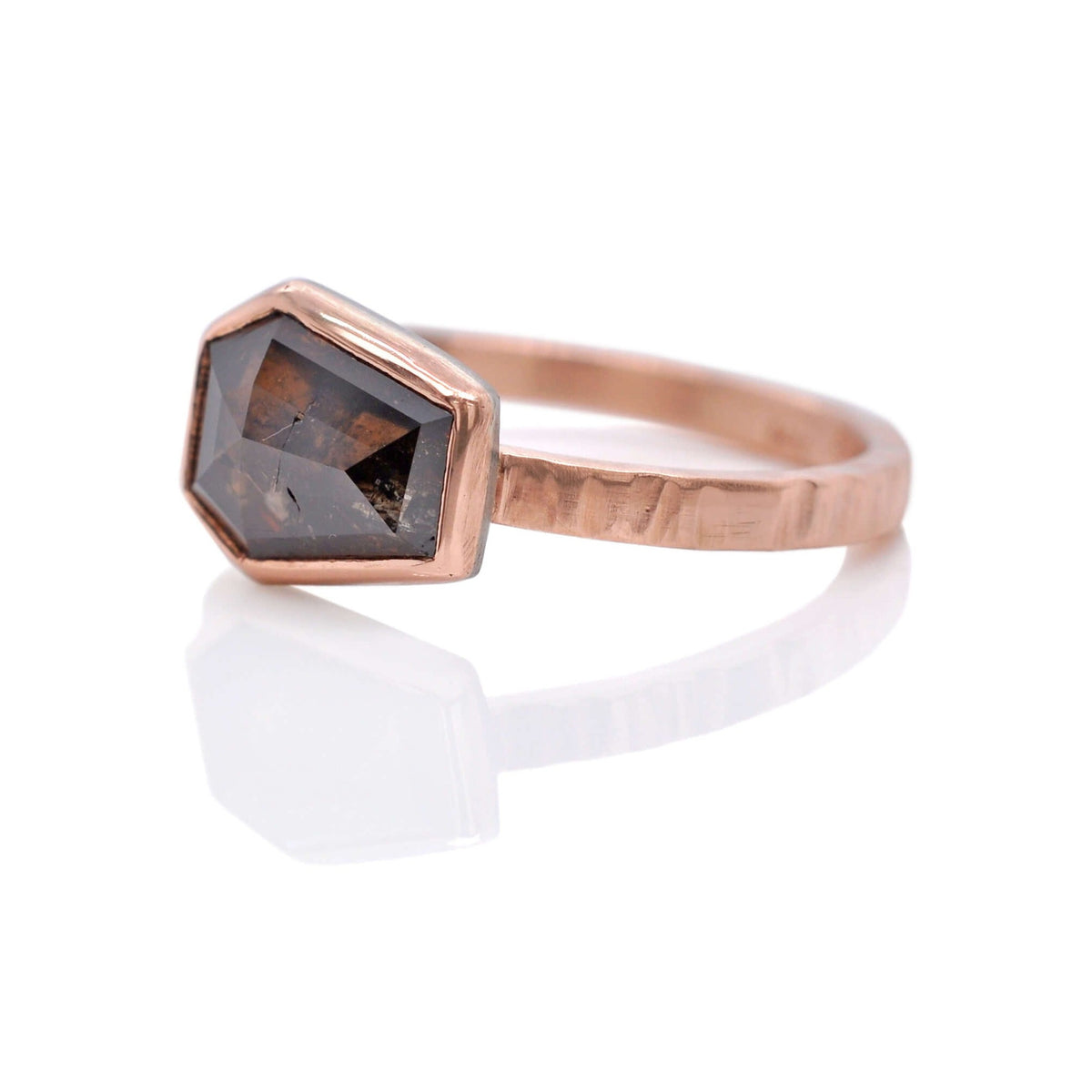 Rose cut cognac diamond solitaire engagement ring from EC Design Jewelry in Minneapolis, MN.