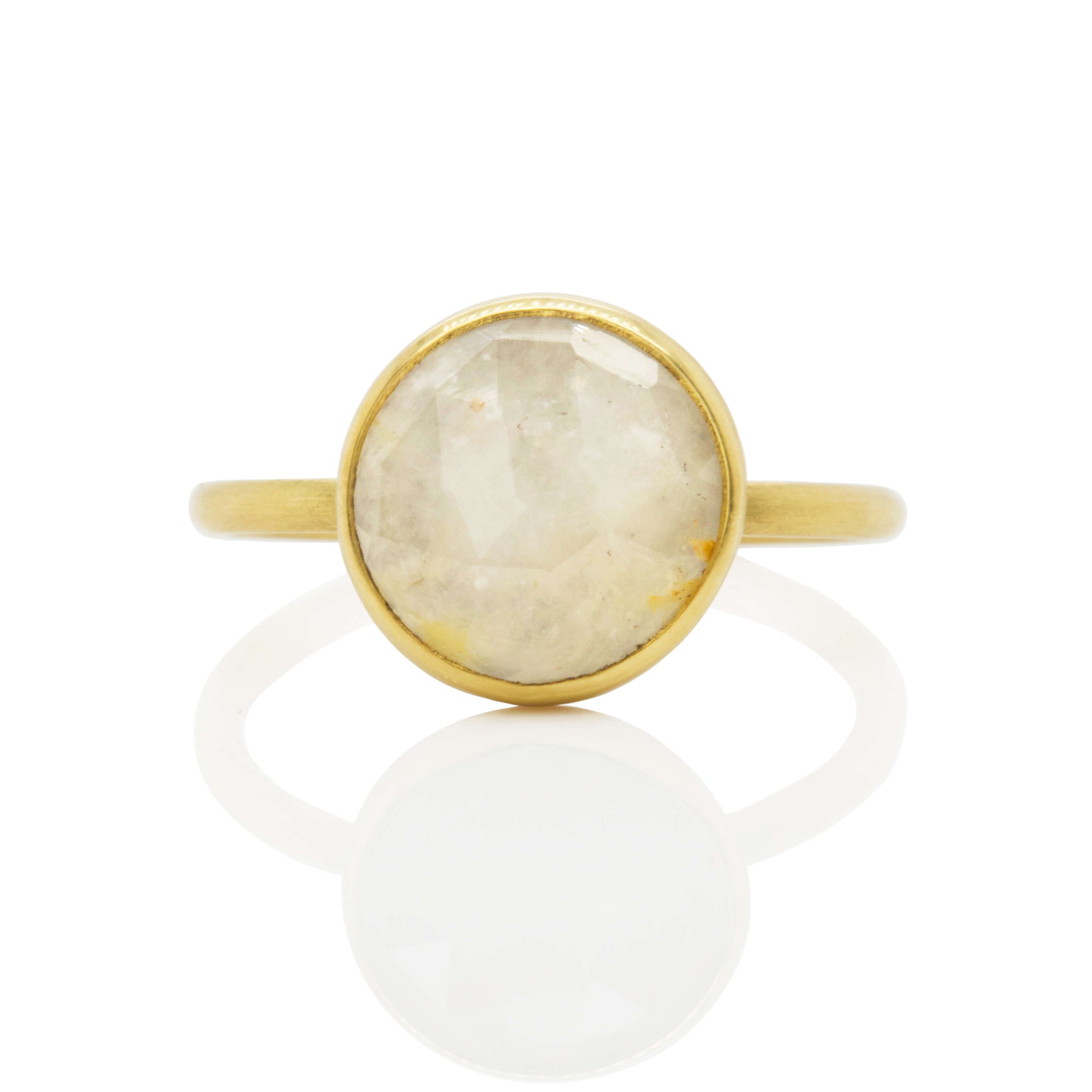 Rose Cut White Sapphire Ring in Yellow Gold