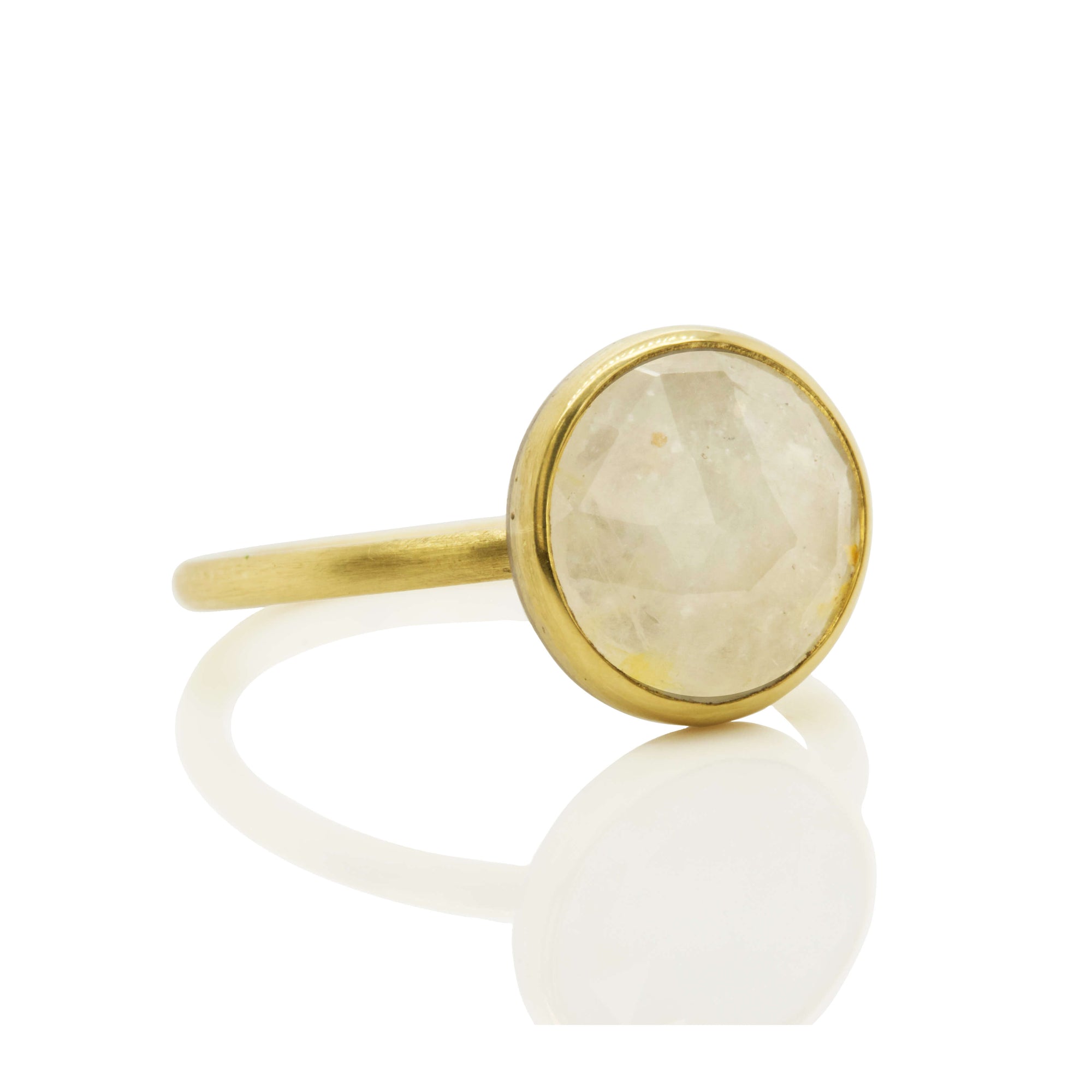 Rose Cut White Sapphire Ring in Yellow Gold