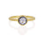 Ceylon blue rose cut sapphire ring in yellow gold. The stone has an open back bezel and a split shank for optimal shine. Handmade by EC Design Jewelry in Minneapolis, MN.
