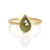 Green pear shaped, rose cut sapphire in yellow gold. A modern engagement ring from EC Design Jewelry in Minneapolis, MN.