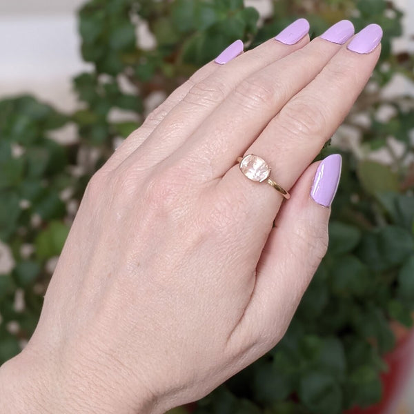 Pale Peach Rose Cut Sapphire Ring in Rose and Yellow Gold EC