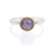 Lavender sapphire engagement ring with yellow gold bezel on a silver band. Handmade by EC Design Jewelry in Minneapolis, MN using recycled metal and conflict-free stone.