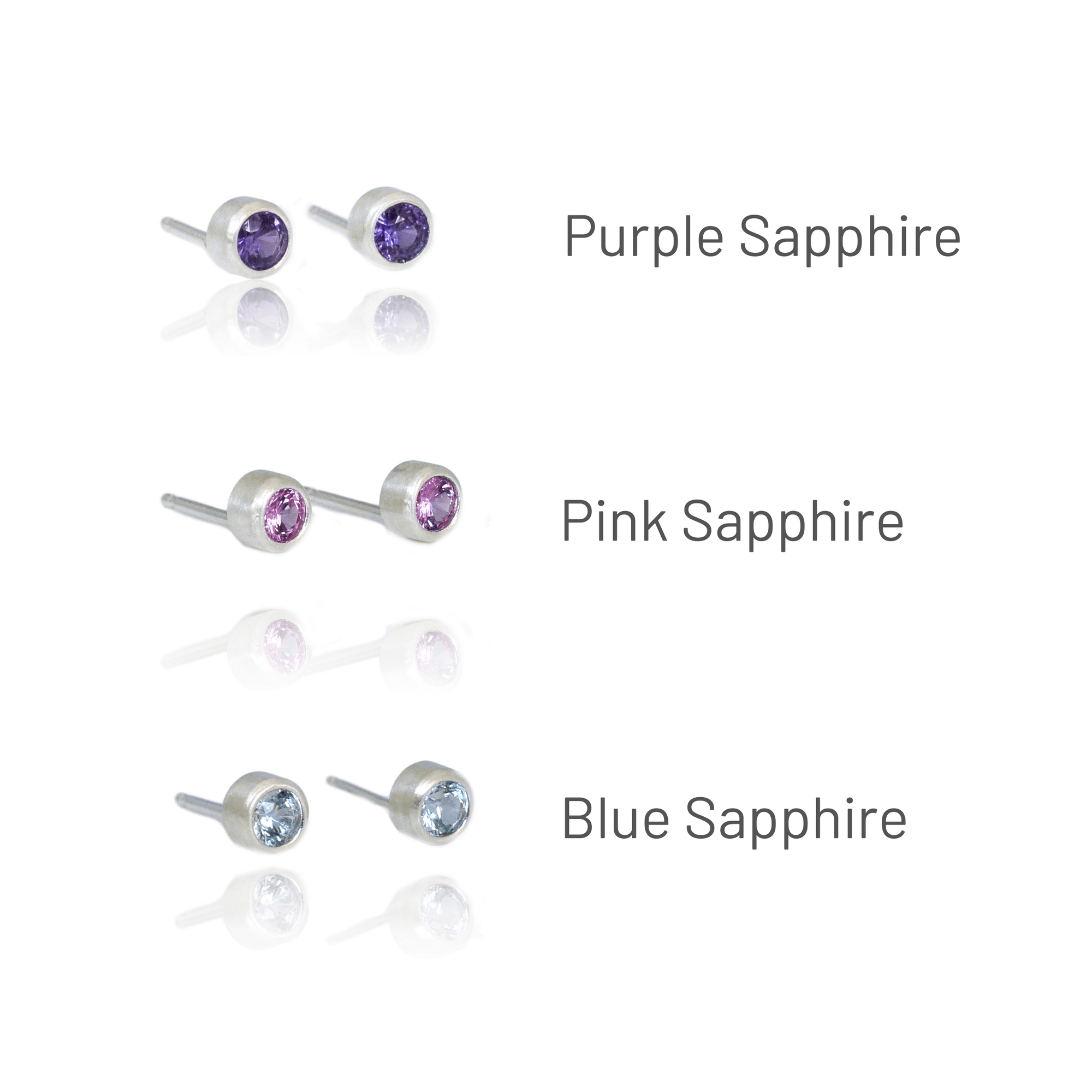 Sapphire studs in sterling silver.