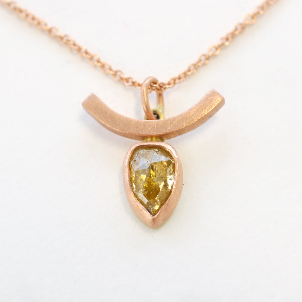Taurus Pendant in 14k Rose Gold with a Yellow Diamond