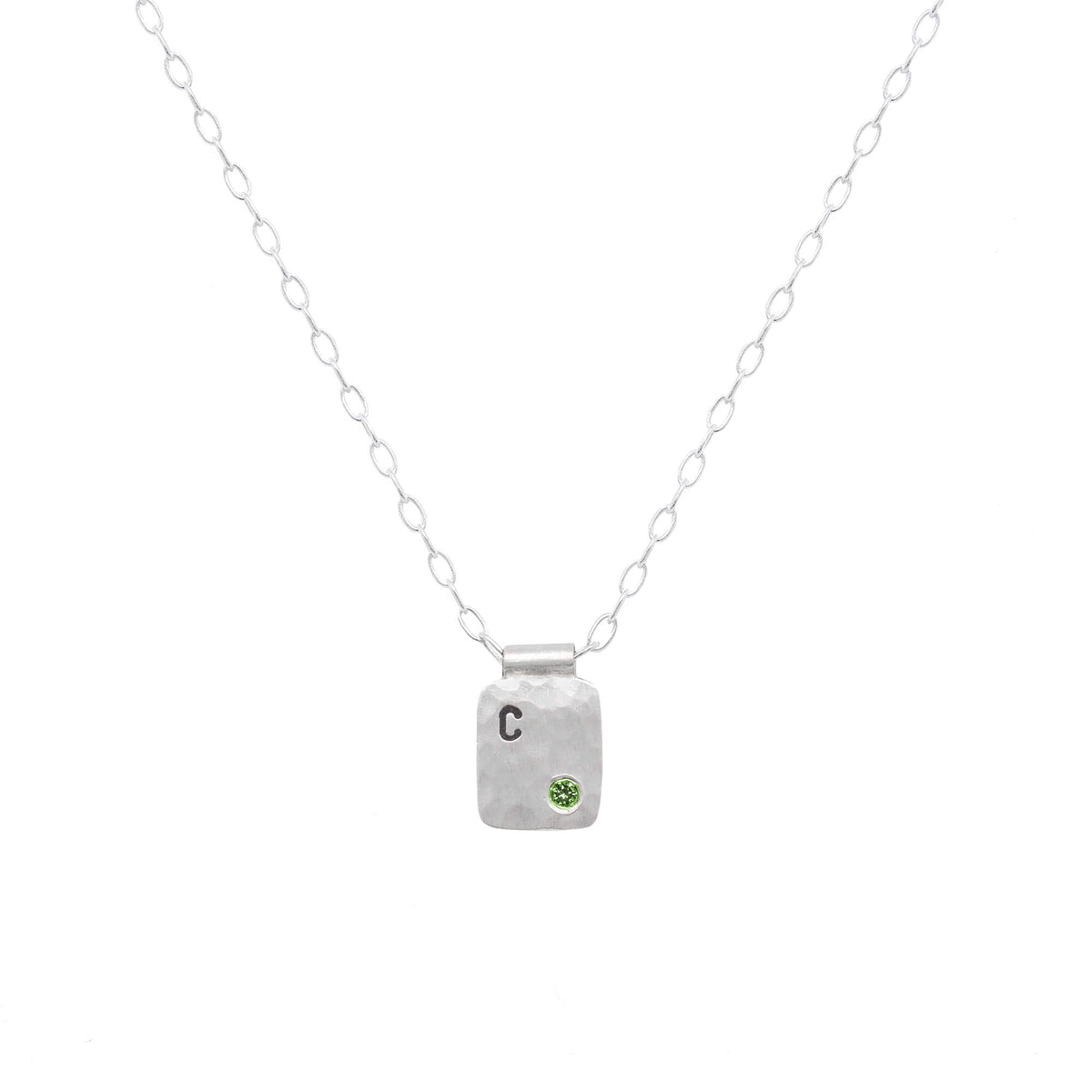 Customizable Cell Pendant in Hammered Sterling Silver with Colored Diamond Accent