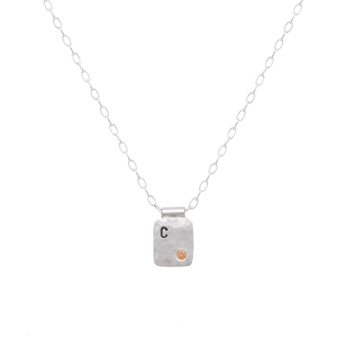 Customizable Cell Pendant in Hammered Sterling Silver with Colored Diamond Accent