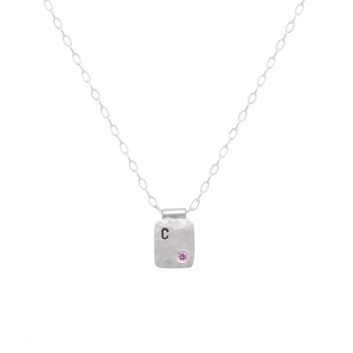 Customizable Cell Pendant in Hammered Sterling Silver with Colored Diamond Accent