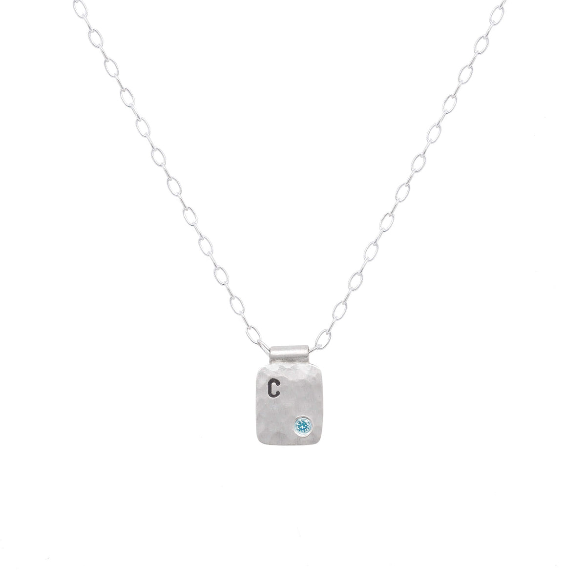 Customizable Cell Pendant in Hammered Sterling Silver with Colored Diamond Accent