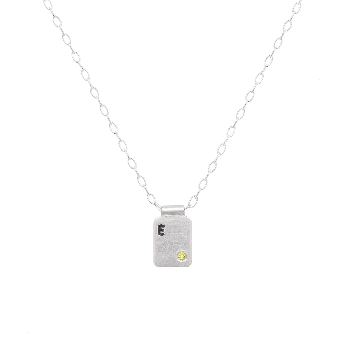 Customizable Cell Pendant in Sterling Silver with Colored Diamond Accent