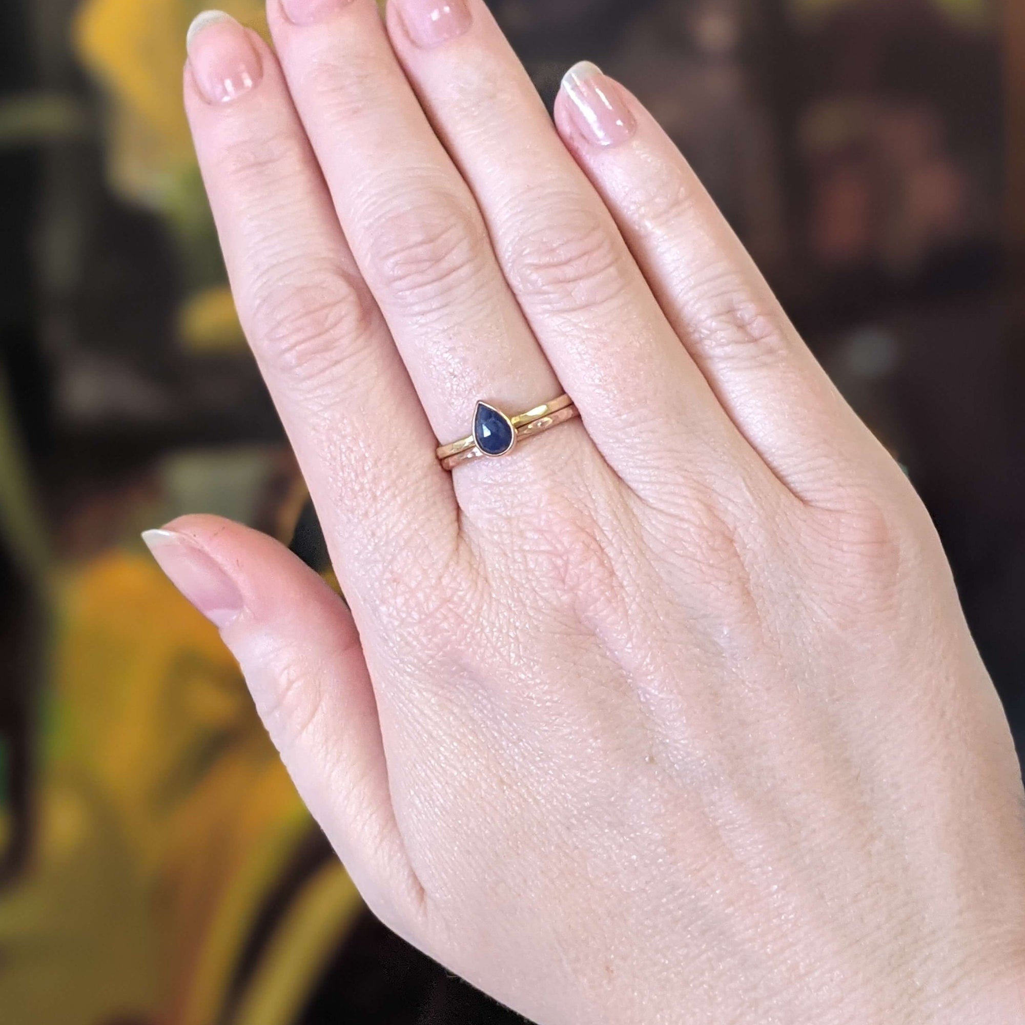 Hammered wedding band in red gold. Handmade with recycled metal  by EC Design Studio in Minneapolis, MN. 